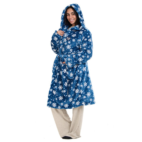 Snuggs Blanket Robe Petroleum Snowflakes